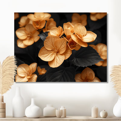 Jaune et noir lumineux hortensia de luxe - art mural hortensia