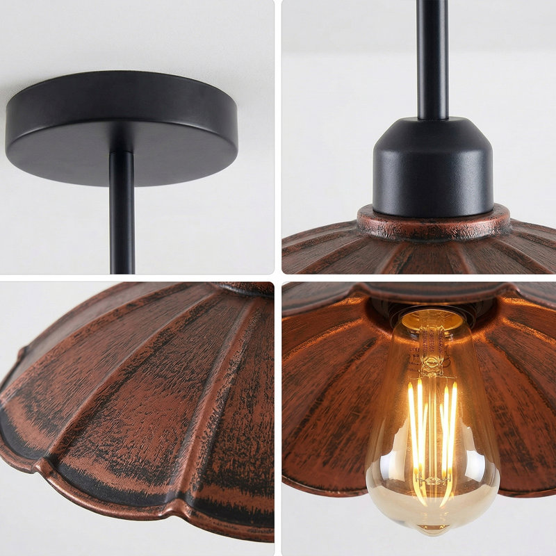 Semi Flush Mount, Rustic Red, No