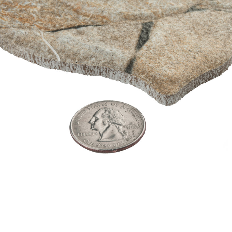 Andorra 10" x 19" Ceramic Stone Look Wall Tile, Brown/Gray