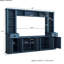 Meuble télé moderne bleu avec pont pour téléviseur de 75 po, tablettes réglables tout-en-un, unité de divertissement mural-131498372