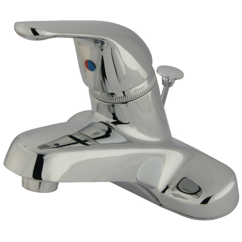 Robinet de salle de bain central à 4 trous à fixation sur comptoir à 3 trous avec laiton escamotable Kingston, Chrome poli