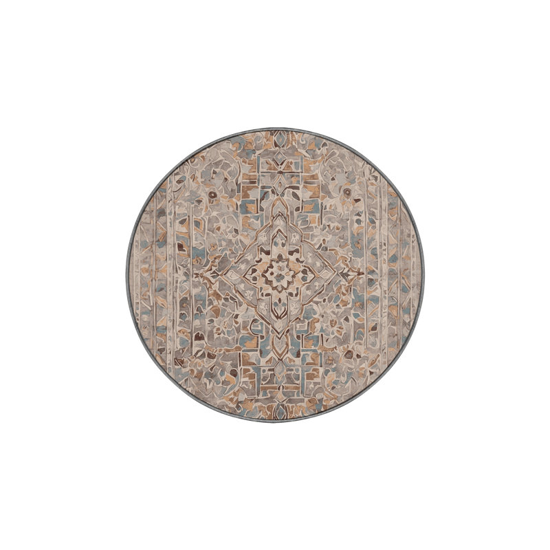Tapis gris lavable à la machine, Rond 4 pi