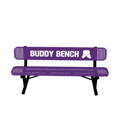 Buddy Bench, Black, Expanded, 6Ft, With Back, Portable