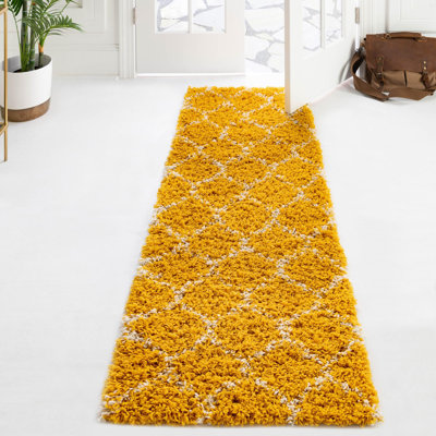 Tapis à poils longs Ruby Trellis - jaune