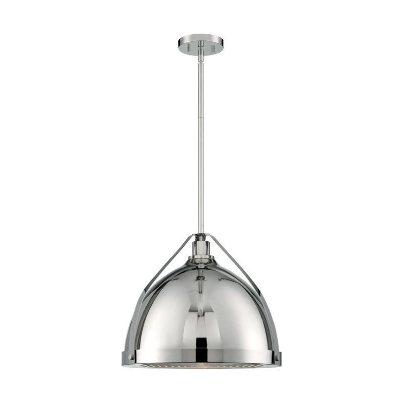 Ebru 1-Light Unique Dome Pendant, H 15,38 po x l 17,63 po x P 17,63 po, Nickel poli