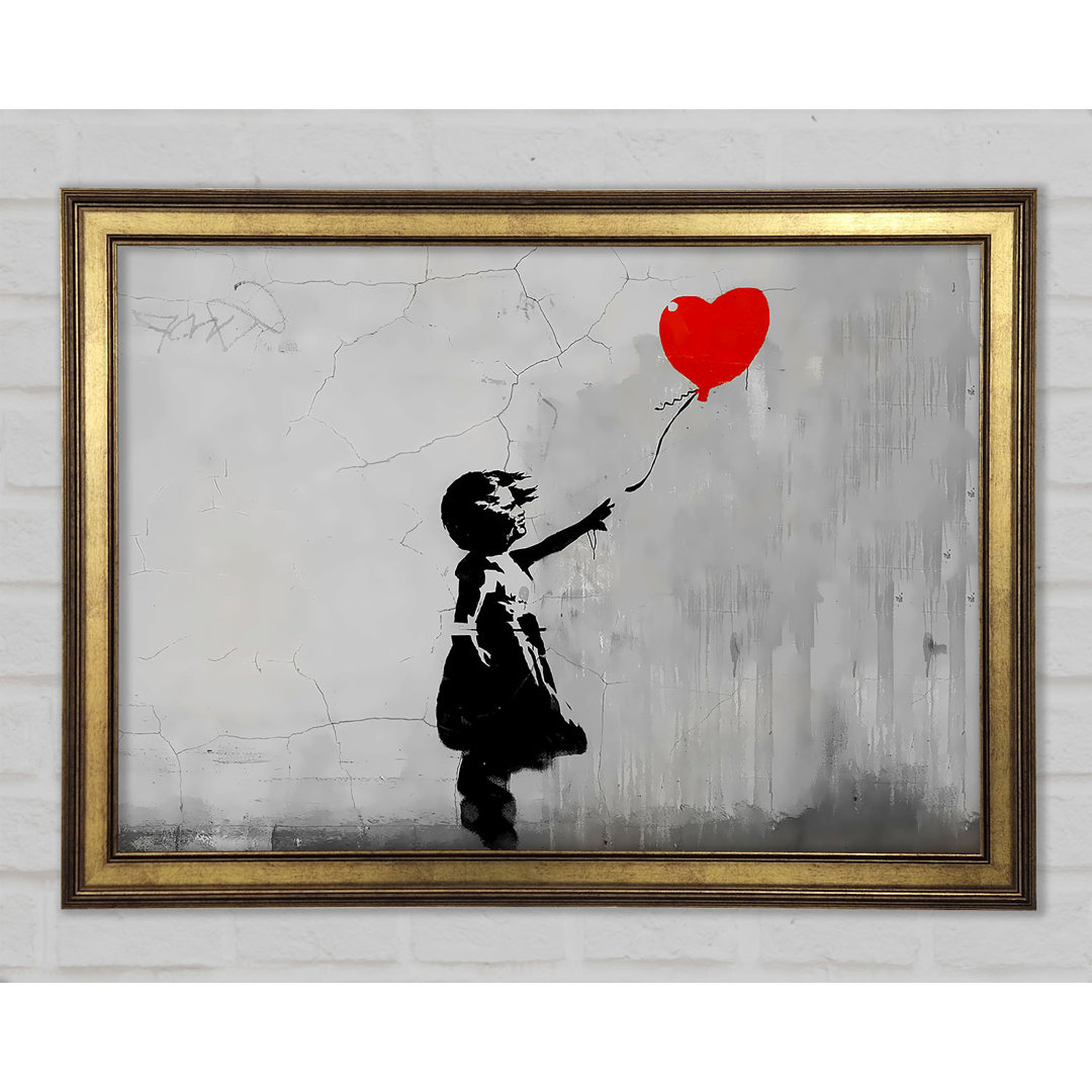 Love Heart Balloon Grey - Einzelner Bilderrahmen Kunstdrucke