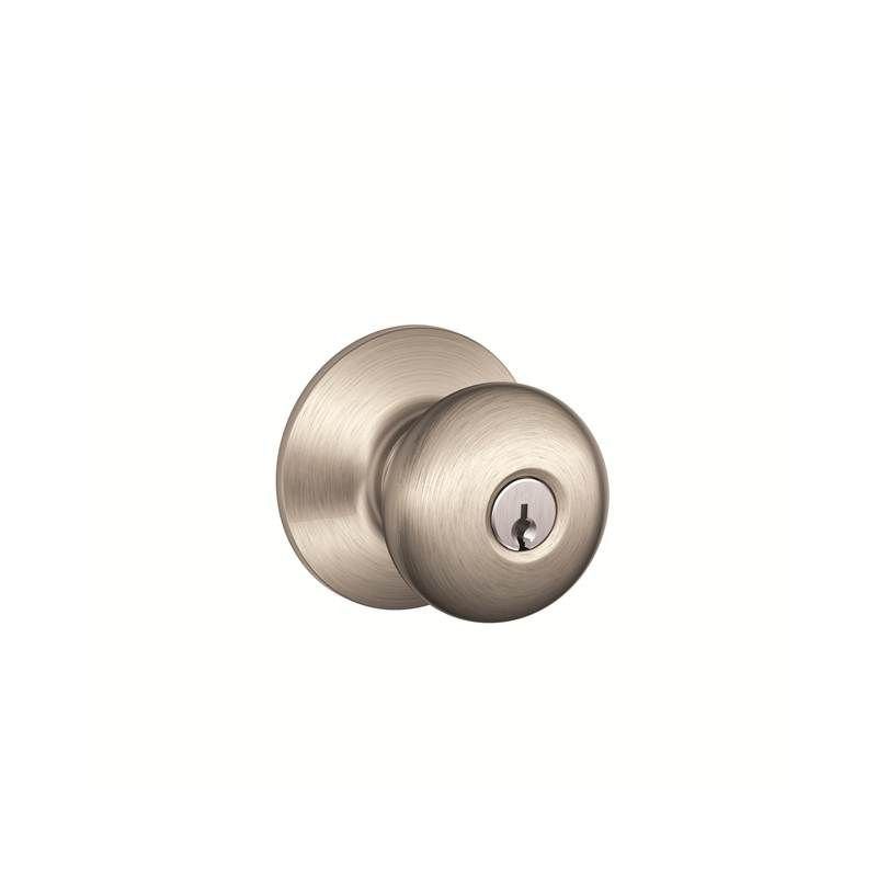 Serrure d'entrée cylindrique à clé Plymouth, Nickel satiné