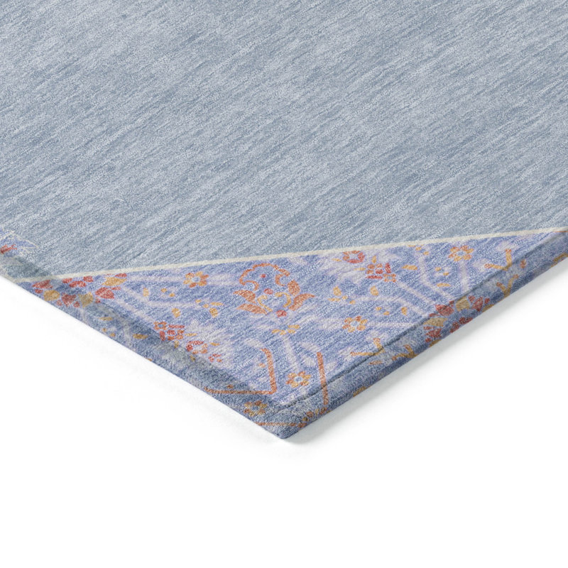 Denim Blue Flat Woven Washable Rectangular Rug 3' x 5'