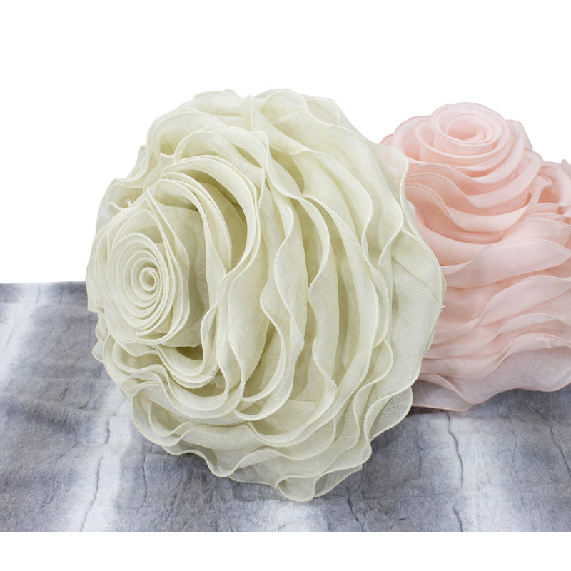 Floral Throw Pillow, No Fill, Ivory
