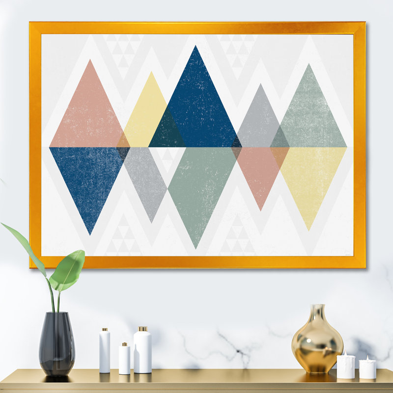 « géométriqueal composition triangles iii »-image image sur toile, Cadre orangé, H 30 po x l 40 po x P 1,5 po