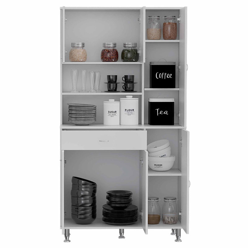 Garde-manger 67 po avec cinq tablettes de rangement, Blanc
