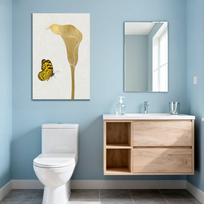 Plantes et fleurs de lis Calla doré avec papillon jaune