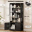 Vitrine 67 po avec portes en verre, vitrine à 4 niveaux avec 2 tablettes en verre amovibles, vitrine pour objets de collection, noir-1401626382