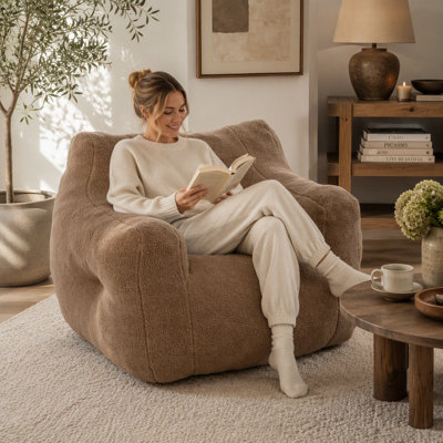Fauteuil à billes, fauteuil à billes avec accoudoirs rembourrés de mousse à haute densité, canapé paresseux et confortable Fauteuil à billes pour adultes dans le salon, lecture dans la chambre à coucher