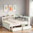 L-shaped Daybed With Bookcases, Power Outlets, Usb Charging Ports And 2 Drawers-64742745