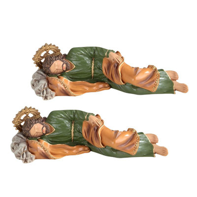 "2-PC Set" ICE ARMOR 12"W Sleeping St. Joseph Statue Holy Figurine  Figurine Statue Ornament Home/Room Decor and Perfect Gift Ideas for House Warming, Holidays and Birthdays Great Collectible Addition