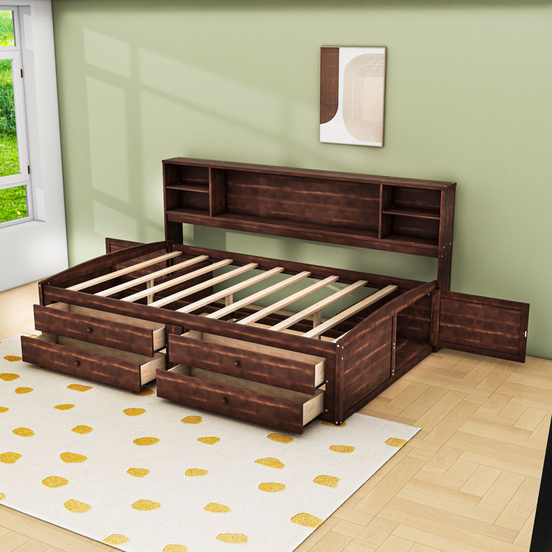 Full Size Wooden Daybed with Ample Storage