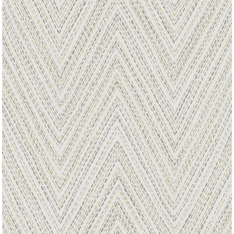 Lainey Green Stitched Chevron Wallpaper, Gray