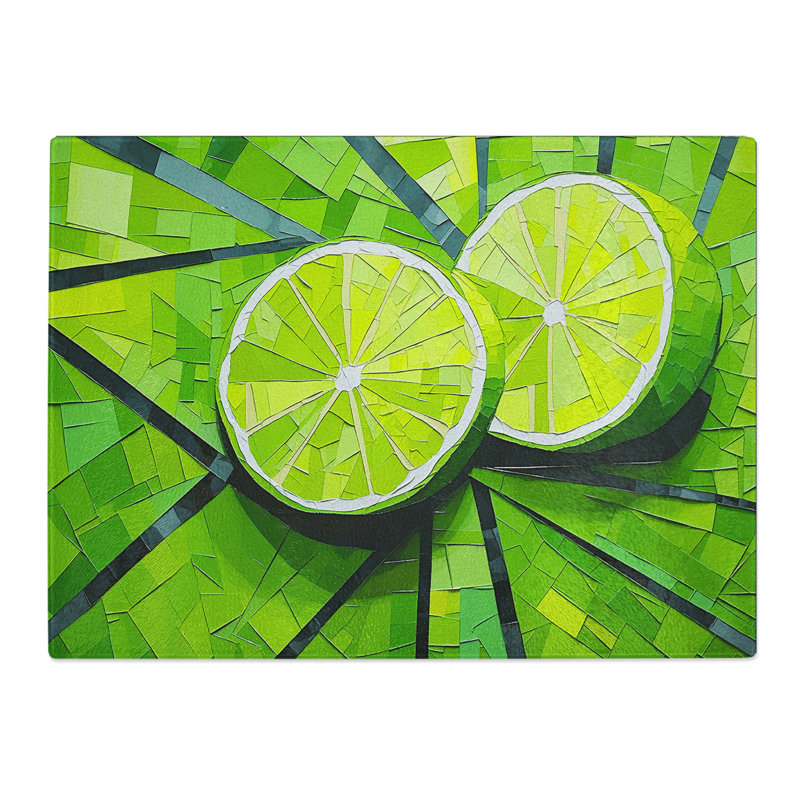 Sliced Lime Geometric  Glass Chopping Board
