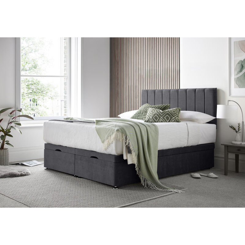 Sara Naple Divan Ottoman with Headboard on Struts, Black, Kingsize (5')