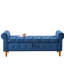 Banc à boutons de 62 po pour la chambre à coucher, le salon et le vestibule en bleu avec accoudoirs rembourrés en tissu moderne