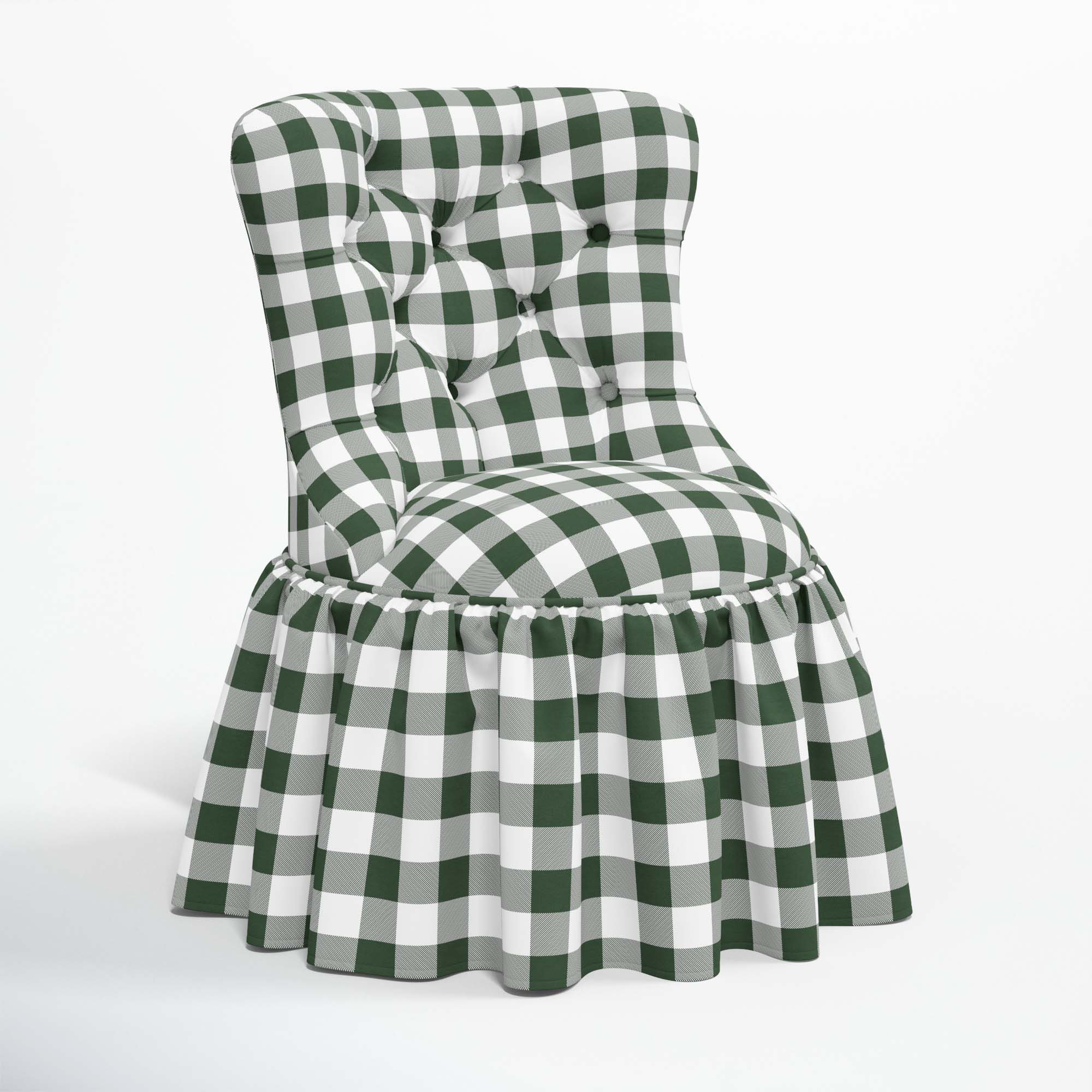 Minnie Upholstered Side Chair, Classic Gingham Evergreen