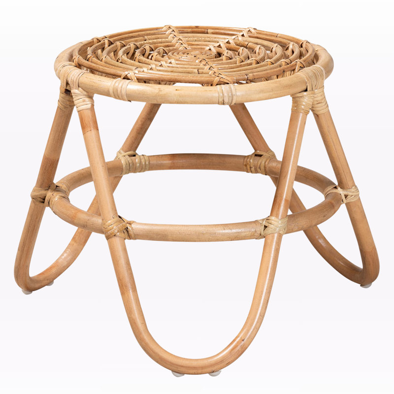 Table de bout en rotin brun naturel Marco de style bohémien moderne