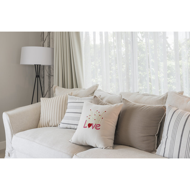 Housse de coussin carrée florale saint-valentin, H 26 po x l 26 po, Rouge