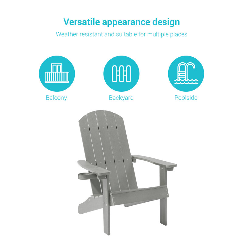 Chaise Adirondack en plastique Cerqueira, Gris clair