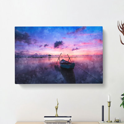 Vacant Rowboat upon the Lake - Wrapped Canvas