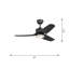 Ventilateur de plafond intérieur Heredia avec tige filetée, pales en ABS noir minuit et télécommande portable