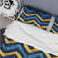 Ensemble de housse de couette moderne à motif de chevrons bleu et or IV-109156061