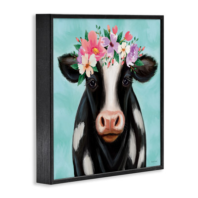 Cow with Pastel Flowers Giclee Art by Elizabeth Tyndall