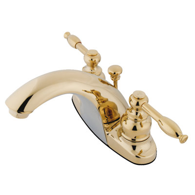 Kingston Brass Two-Handle 3-Hole Deck Mount 4" Centerset Bathroom Faucet with Plastic Pop-Up