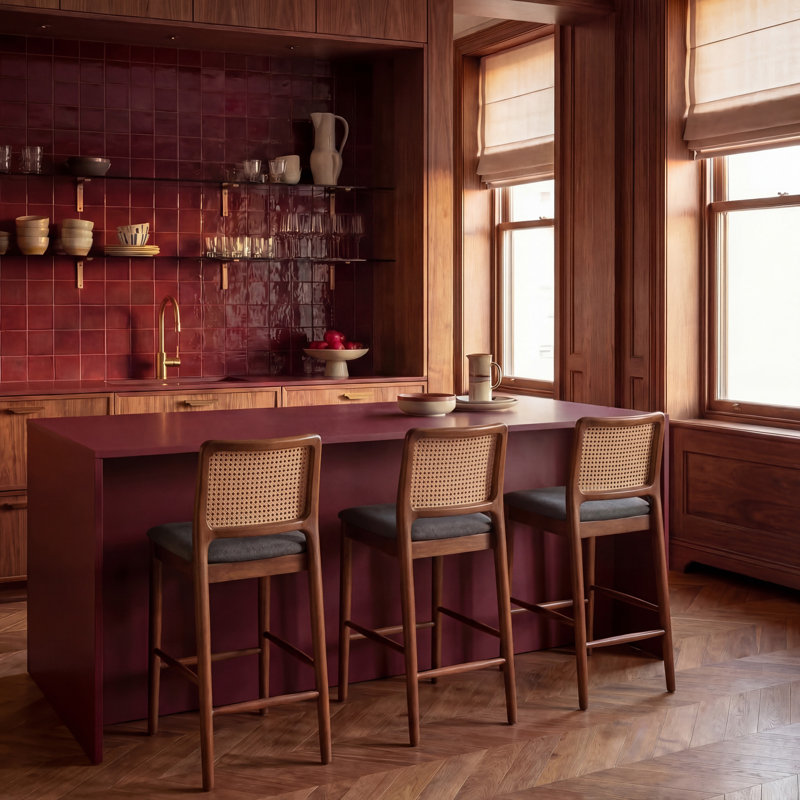 Tabouret de comptoir Reinhardt, Noyer