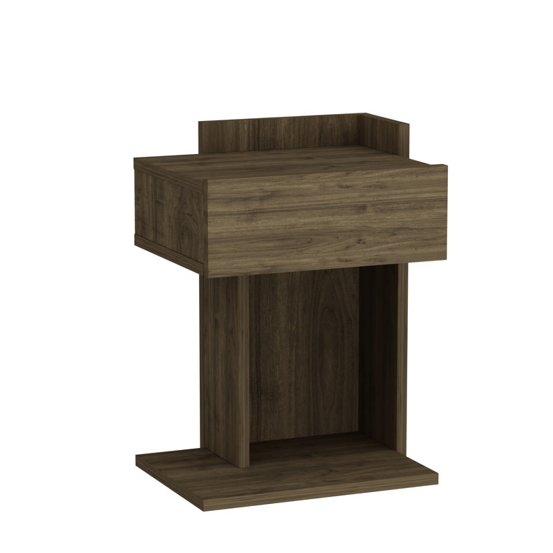 Rauha 41cm W Particle Board Bedside Table, Walnut