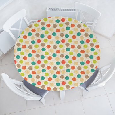 Ebern Designs Retro Fitted Round Tablecloth Diameter Multicolor