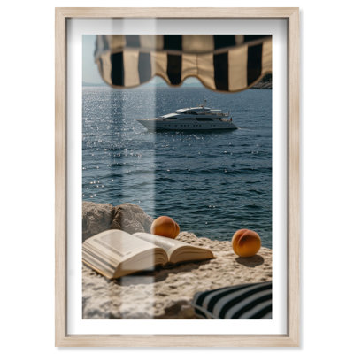 Yachting Yarn I Shadowbox Print Travel Art Prints by Notoriart, Blonde Frame, 37 x 55