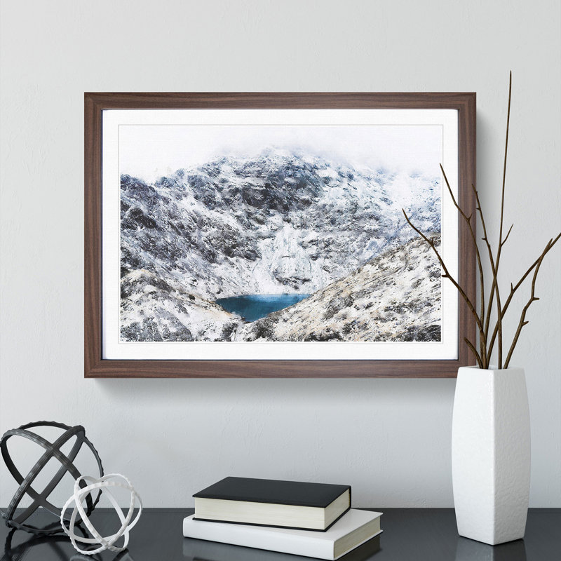 Hidden Lake in Snowdonia North Wales - Framed Print, 36cm H x 48cm W x 2cm D, Walnut Framed