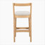 Tabouret de bar d'intérieur en bois d'hévéa, finition naturelle et revêtement beige, ensemble de 2-691878202