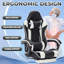 Chaise de jeu avec repose-pieds, chaise d'ordinateur ergonomique avec appui-tête et support lombaire, chaises de jeu vidéo à hauteur réglable en matériau respirant pour adultes
