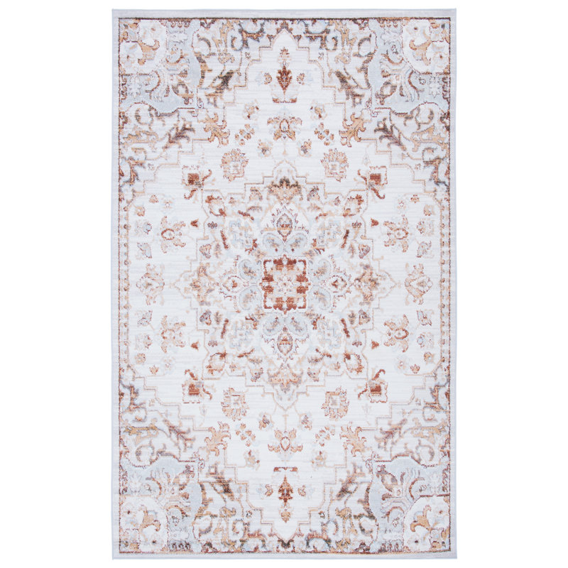 Sonia Oriental Beige/Grey Red Area Rug, Rectangle 5' x 8'