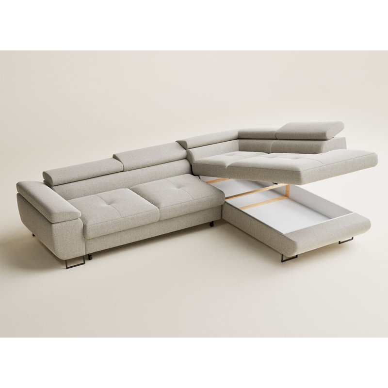 4 Seater Reclining Corner Sofa , Right Hand Facing, Beige Polyester