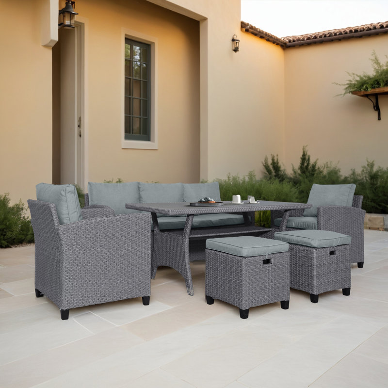 Ensemble de conversation pour canapé modulaire d'extérieur 6 pièces 6 pièces, Gris