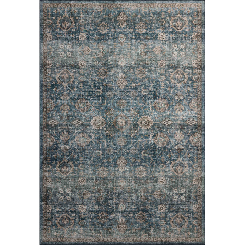 Tapis lagon / naturel lavable à la machine Aaronley, Rectangle 3 pi 6 po x 5 pi 6 po
