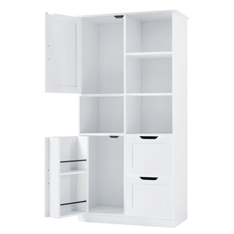 Renilde 62"H Bathroom Cabinet with Adjustable Shelf, Drawers and Racks