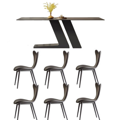 Modern Black Rock plate Dining Table