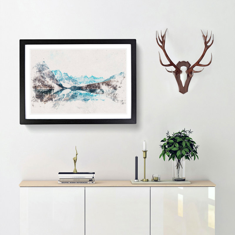 Mountains and Forest by Lake Moraine - Framed Print, Black Framed, 33cm H x 45cm W x 2cm D