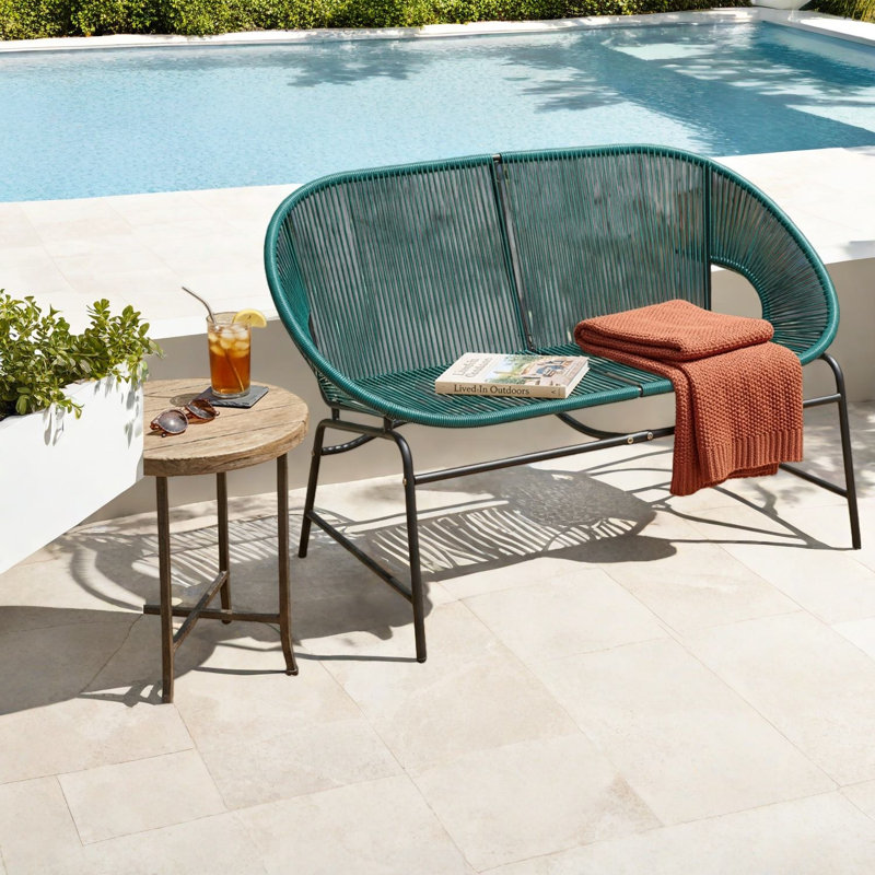 Compact Patio Sofas, Pe Rattan Metal 52 Inch, Modern Home Patio