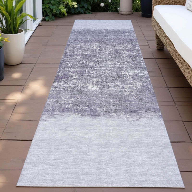 Machine Washable Indoor/Outdoor Husby ACN2214 Striped Rug, Runner 2'3" x 7'6"